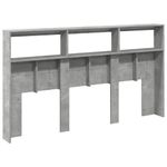 Casa si Gradina - Mobilier - Paturi si accesorii - Accesorii paturi - Tablie de pat cu dulap si LED, gri beton, 180x17x102 cm - Infinity.ro
