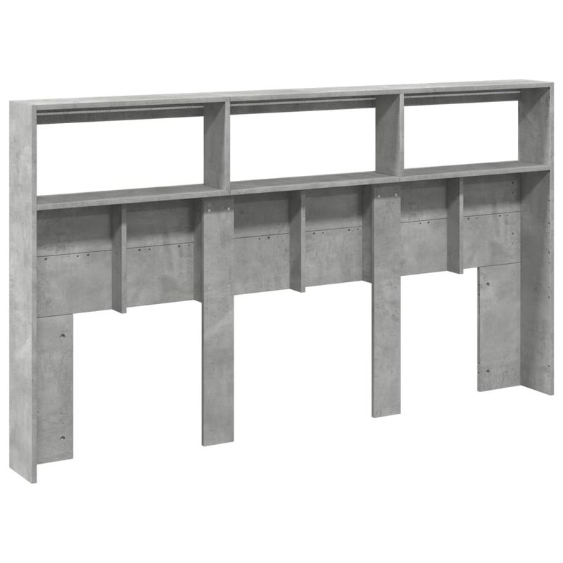 Casa si Gradina - Mobilier - Paturi si accesorii - Accesorii paturi - Tablie de pat cu dulap si LED, gri beton, 180x17x102 cm - Infinity.ro