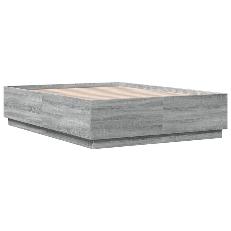 Casa si Gradina - Mobilier - Paturi si accesorii - Paturi - Cadru de pat cu LED, gri sonoma, 135x190 cm, lemn prelucrat - Infinity.ro