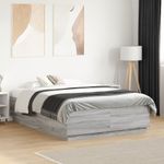 Casa si Gradina - Mobilier - Paturi si accesorii - Paturi - Cadru de pat cu LED, gri sonoma, 135x190 cm, lemn prelucrat - Infinity.ro