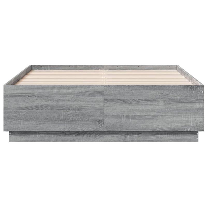 Casa si Gradina - Mobilier - Paturi si accesorii - Paturi - Cadru de pat cu LED, gri sonoma, 135x190 cm, lemn prelucrat - Infinity.ro