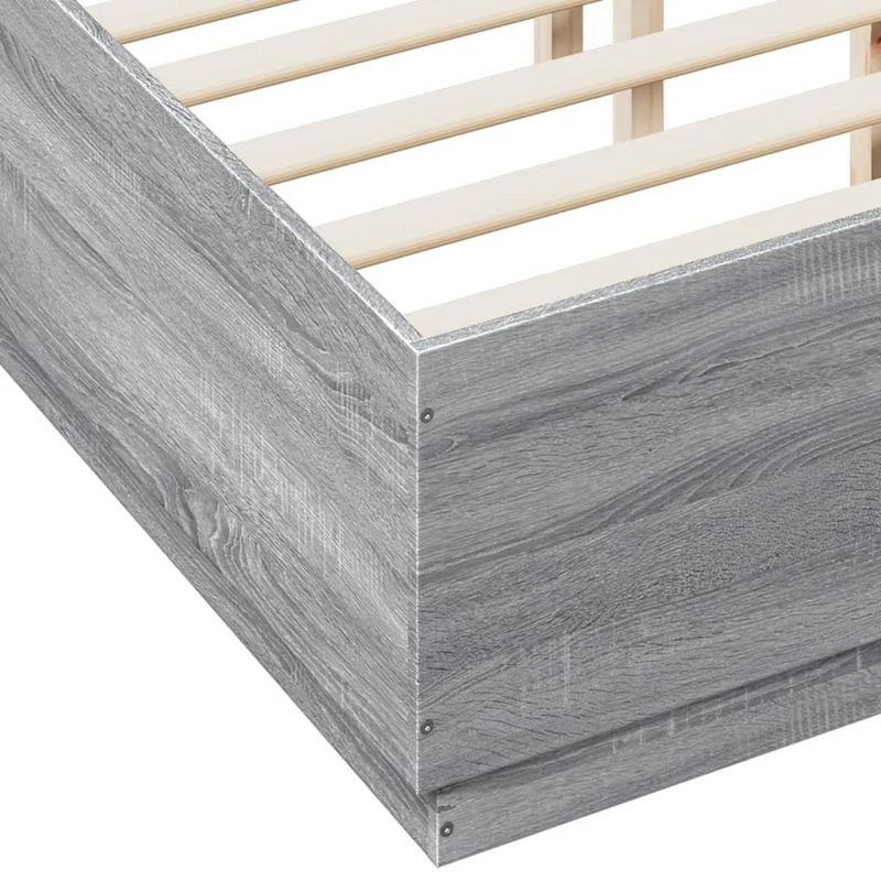 Casa si Gradina - Mobilier - Paturi si accesorii - Paturi - Cadru de pat cu LED, gri sonoma, 135x190 cm, lemn prelucrat - Infinity.ro