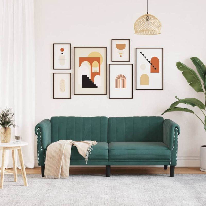 Casa si Gradina - Mobilier - Canapele si coltare - Canapele - Canapea cu 2 locuri, verde inchis, catifea - Infinity.ro
