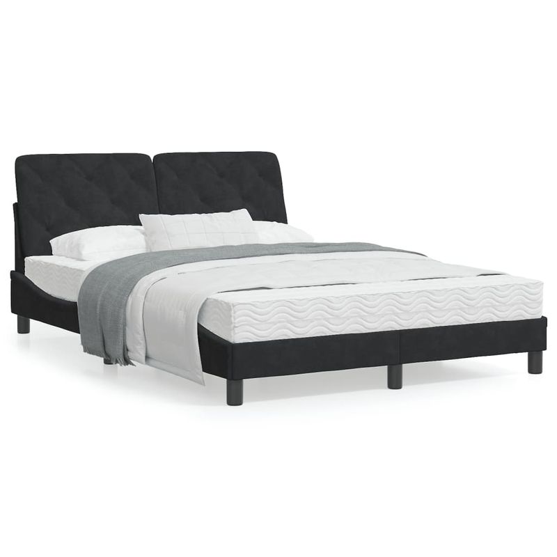 Casa si Gradina - Mobilier - Paturi si accesorii - Paturi - Cadru de pat cu tablie, negru, 140x200 cm, catifea - Infinity.ro