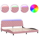 Casa si Gradina - Mobilier - Paturi si accesorii - Paturi - Cadru de pat cu lumini LED, roz, 200x200 cm, catifea - Infinity.ro