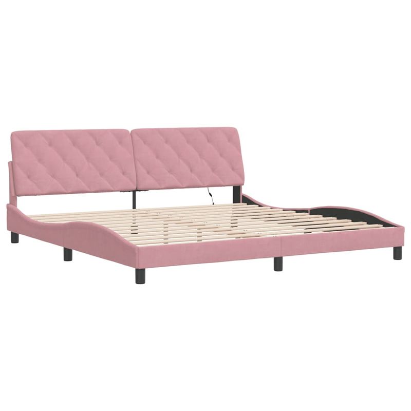 Casa si Gradina - Mobilier - Paturi si accesorii - Paturi - Cadru de pat cu lumini LED, roz, 200x200 cm, catifea - Infinity.ro