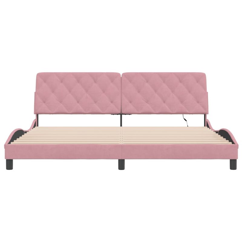 Casa si Gradina - Mobilier - Paturi si accesorii - Paturi - Cadru de pat cu lumini LED, roz, 200x200 cm, catifea - Infinity.ro