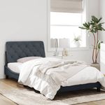 Casa si Gradina - Mobilier - Paturi si accesorii - Paturi - Cadru de pat cu tablie, gri inchis, 100x200 cm, catifea - Infinity.ro