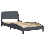 Casa si Gradina - Mobilier - Paturi si accesorii - Paturi - Cadru de pat cu tablie, gri inchis, 100x200 cm, catifea - Infinity.ro