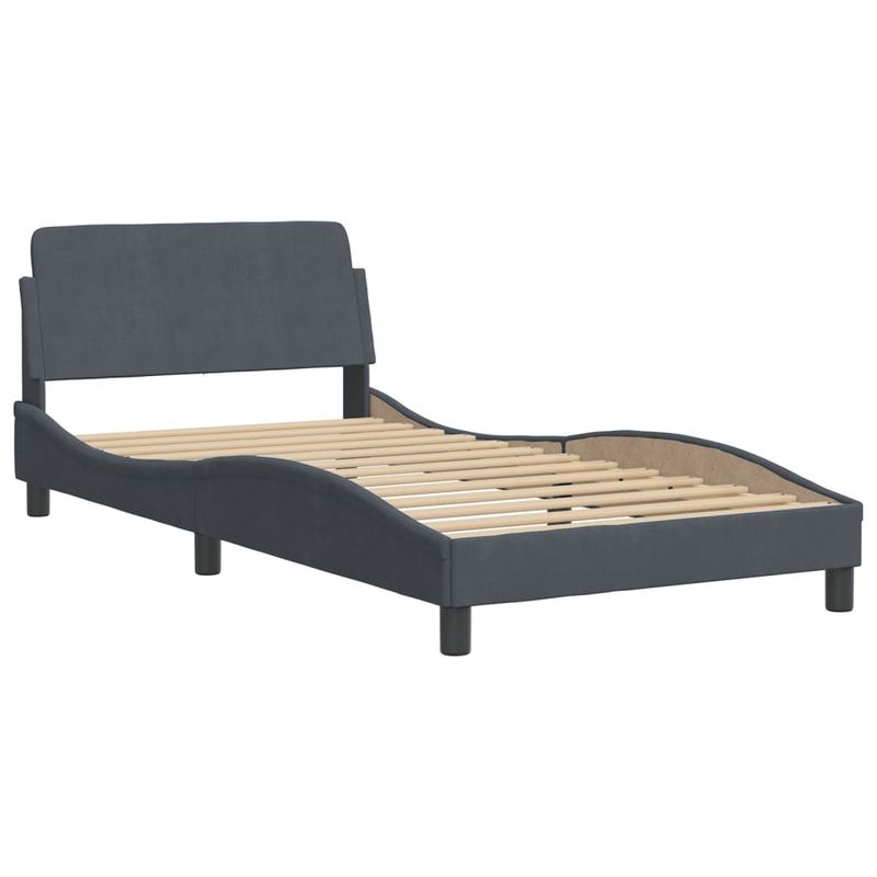 Casa si Gradina - Mobilier - Paturi si accesorii - Paturi - Cadru de pat cu tablie, gri inchis, 100x200 cm, catifea - Infinity.ro