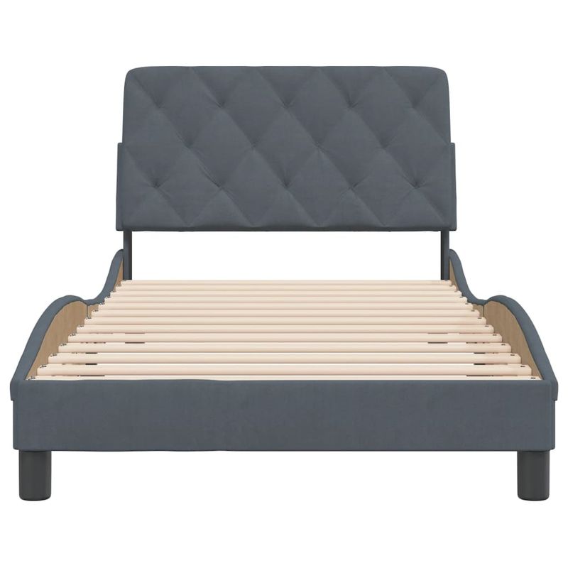 Casa si Gradina - Mobilier - Paturi si accesorii - Paturi - Cadru de pat cu tablie, gri inchis, 100x200 cm, catifea - Infinity.ro