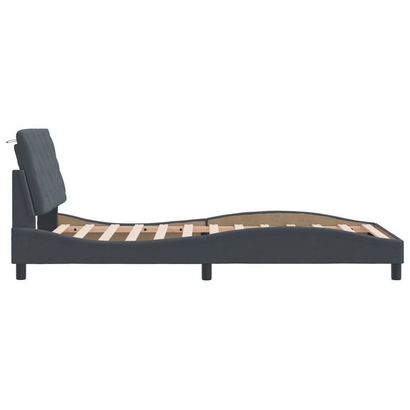 Casa si Gradina - Mobilier - Paturi si accesorii - Paturi - Cadru de pat cu tablie, gri inchis, 100x200 cm, catifea - Infinity.ro