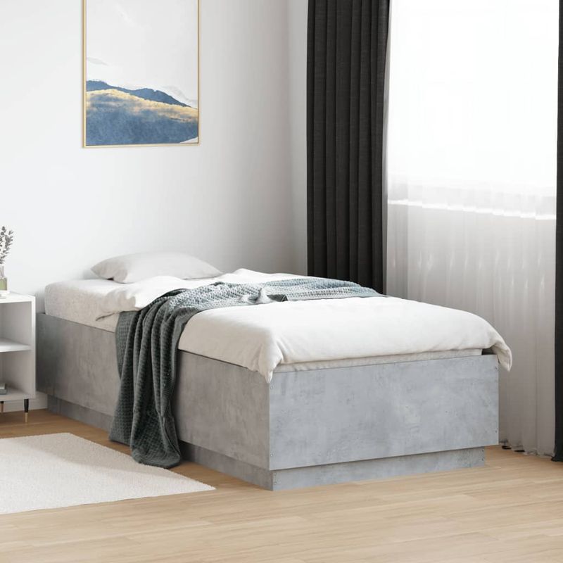 Casa si Gradina - Mobilier - Paturi si accesorii - Paturi - Cadru de pat, gri beton, 75x190 cm, lemn prelucrat - Infinity.ro