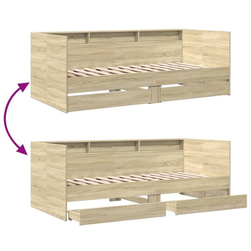 Casa si Gradina - Mobilier - Paturi si accesorii - Paturi - Cadru pat cu sertare, stejar sonoma, 90x200 cm, lemn prelucrat - Infinity.ro
