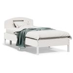Casa si Gradina - Mobilier - Paturi si accesorii - Paturi - Cadru de pat cu tablie, alb, 75x190 cm, lemn masiv de pin - Infinity.ro
