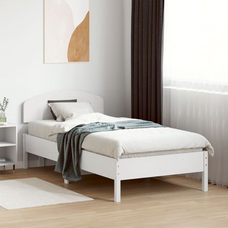 Casa si Gradina - Mobilier - Paturi si accesorii - Paturi - Cadru de pat cu tablie, alb, 75x190 cm, lemn masiv de pin - Infinity.ro