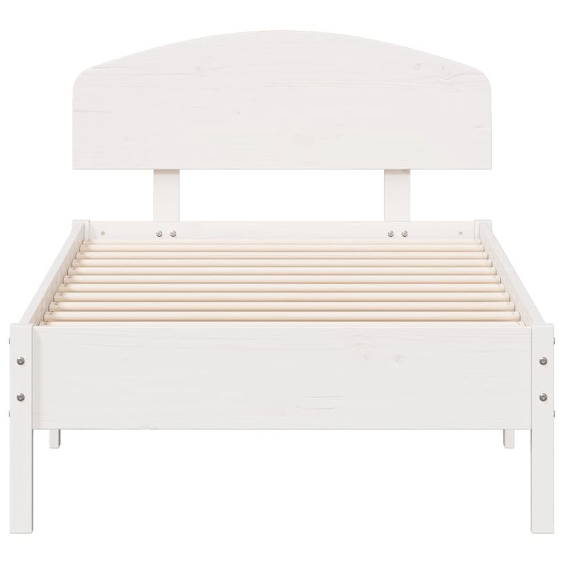Casa si Gradina - Mobilier - Paturi si accesorii - Paturi - Cadru de pat cu tablie, alb, 75x190 cm, lemn masiv de pin - Infinity.ro
