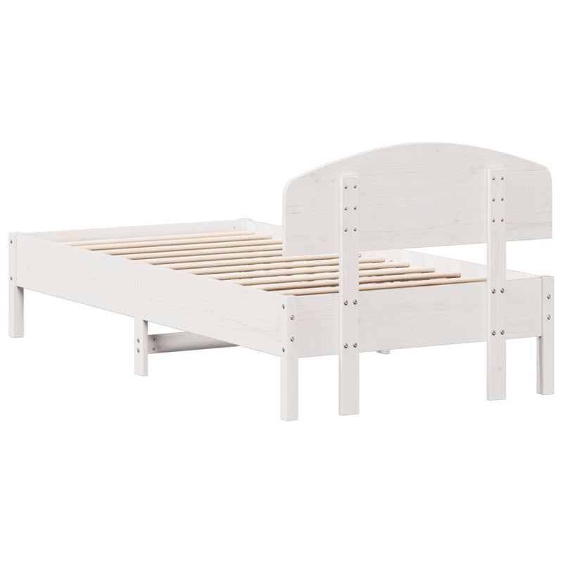 Casa si Gradina - Mobilier - Paturi si accesorii - Paturi - Cadru de pat cu tablie, alb, 75x190 cm, lemn masiv de pin - Infinity.ro