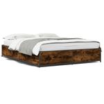 Casa si Gradina - Mobilier - Paturi si accesorii - Paturi - Cadru de pat, stejar afumat 135x190 cm lemn prelucrat si metal - Infinity.ro