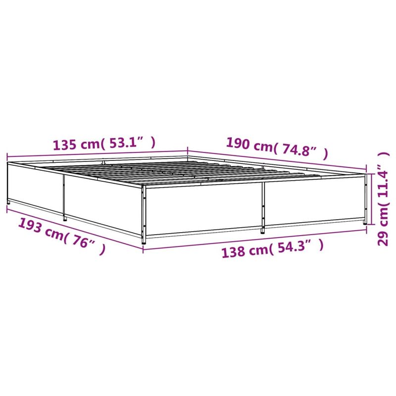Casa si Gradina - Mobilier - Paturi si accesorii - Paturi - Cadru de pat, stejar afumat 135x190 cm lemn prelucrat si metal - Infinity.ro