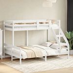 Casa si Gradina - Mobilier - Paturi si accesorii - Paturi - Pat supraetajat, 90x200/140x200 cm, alb, lemn masiv de pin - Infinity.ro