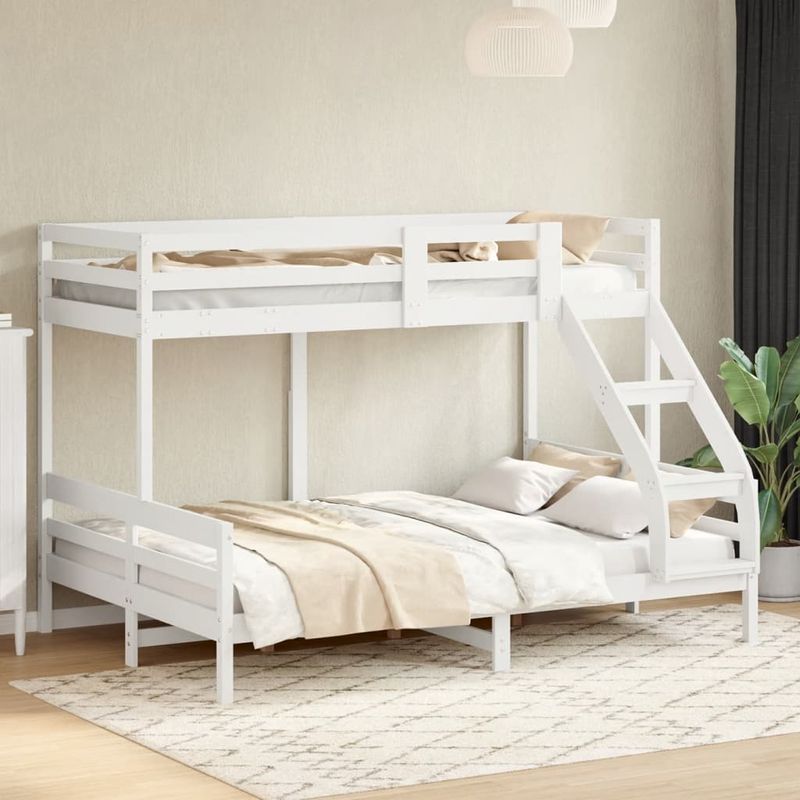 Casa si Gradina - Mobilier - Paturi si accesorii - Paturi - Pat supraetajat, 90x200/140x200 cm, alb, lemn masiv de pin - Infinity.ro