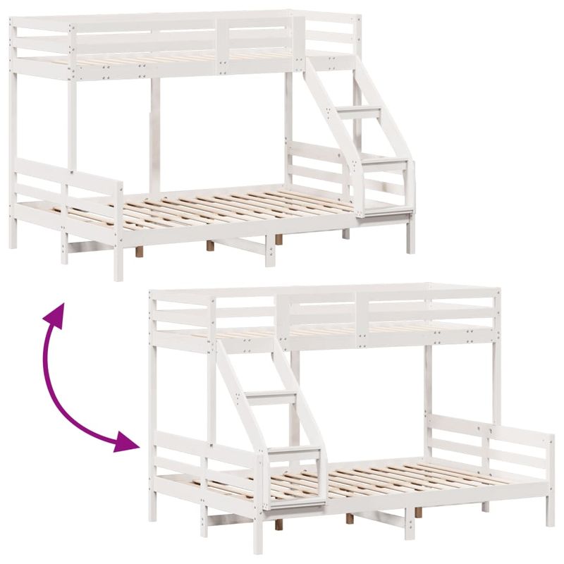 Casa si Gradina - Mobilier - Paturi si accesorii - Paturi - Pat supraetajat, 90x200/140x200 cm, alb, lemn masiv de pin - Infinity.ro