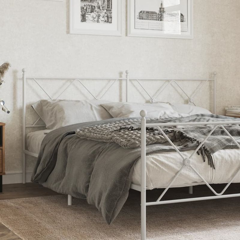 Casa si Gradina - Mobilier - Paturi si accesorii - Accesorii paturi - Tablie de pat metalica, alb, 180 cm - Infinity.ro