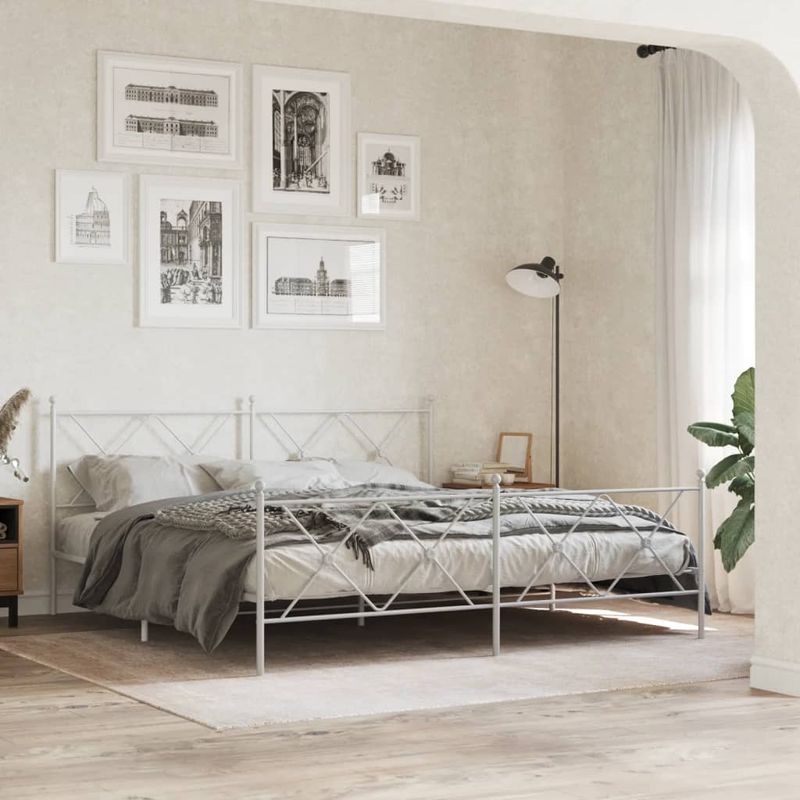 Casa si Gradina - Mobilier - Paturi si accesorii - Accesorii paturi - Tablie de pat metalica, alb, 180 cm - Infinity.ro