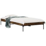 Casa si Gradina - Mobilier - Paturi si accesorii - Paturi - Cadru de pat, stejar fumuriu, 90x200cm, lemn prelucrat si metal - Infinity.ro