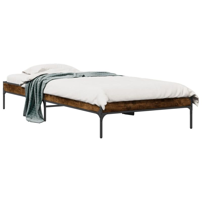 Casa si Gradina - Mobilier - Paturi si accesorii - Paturi - Cadru de pat, stejar fumuriu, 90x200cm, lemn prelucrat si metal - Infinity.ro