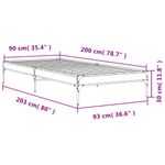 Casa si Gradina - Mobilier - Paturi si accesorii - Paturi - Cadru de pat, stejar fumuriu, 90x200cm, lemn prelucrat si metal - Infinity.ro