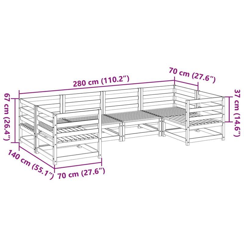 Casa si Gradina - Gradina si terasa - Mobilier exterior - Seturi mobila gradina - Set canapea de gradina, 6 piese, lemn masiv de pin - Infinity.ro
