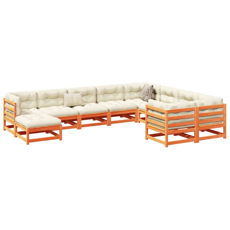 Casa si Gradina - Gradina si terasa - Mobilier exterior - Seturi mobila gradina - Set canapele gradina cu perne, 10 piese, maro lemn masiv de pin - Infinity.ro