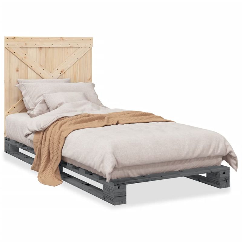 Casa si Gradina - Mobilier - Paturi si accesorii - Paturi - Cadru de pat cu tablie, 90x200 cm, lemn masiv de pin, model with cross headboard - Infinity.ro