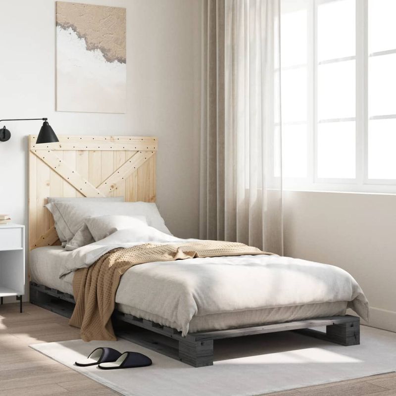 Casa si Gradina - Mobilier - Paturi si accesorii - Paturi - Cadru de pat cu tablie, 90x200 cm, lemn masiv de pin, model with cross headboard - Infinity.ro