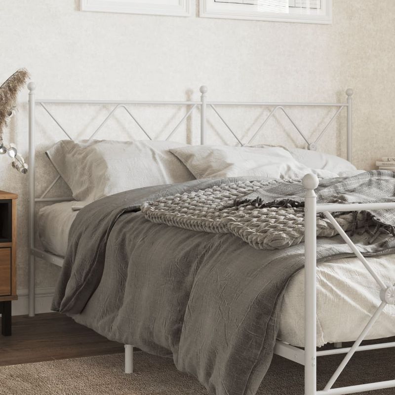 Casa si Gradina - Mobilier - Paturi si accesorii - Accesorii paturi - Tablie de pat metalica, alb, 150 cm - Infinity.ro