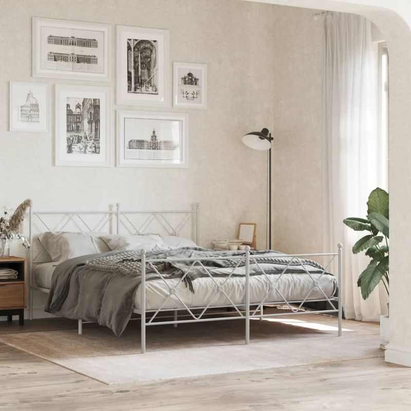 Casa si Gradina - Mobilier - Paturi si accesorii - Accesorii paturi - Tablie de pat metalica, alb, 150 cm - Infinity.ro