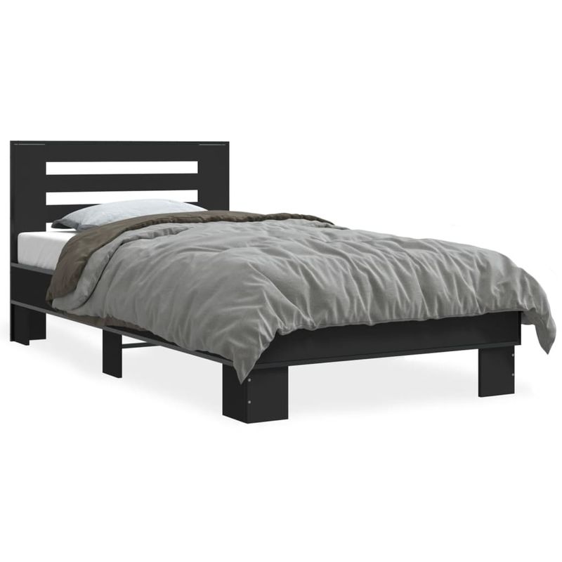 Casa si Gradina - Mobilier - Paturi si accesorii - Paturi - Cadru de pat, negru, 100x200 cm, lemn prelucrat si metal - Infinity.ro