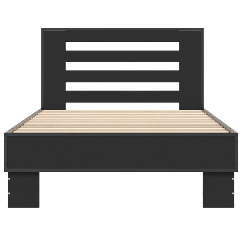 Casa si Gradina - Mobilier - Paturi si accesorii - Paturi - Cadru de pat, negru, 100x200 cm, lemn prelucrat si metal - Infinity.ro