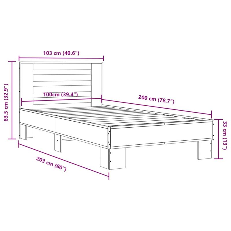 Casa si Gradina - Mobilier - Paturi si accesorii - Paturi - Cadru de pat, negru, 100x200 cm, lemn prelucrat si metal - Infinity.ro