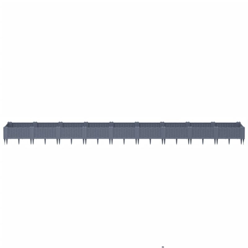 Casa si Gradina - Gradinarit si plante - Plante si ghivece - Ghivece si suporturi - Jardiniera de gradina cu tarusi, gri, 362,5x42,5x28,5 cm, PP - Infinity.ro