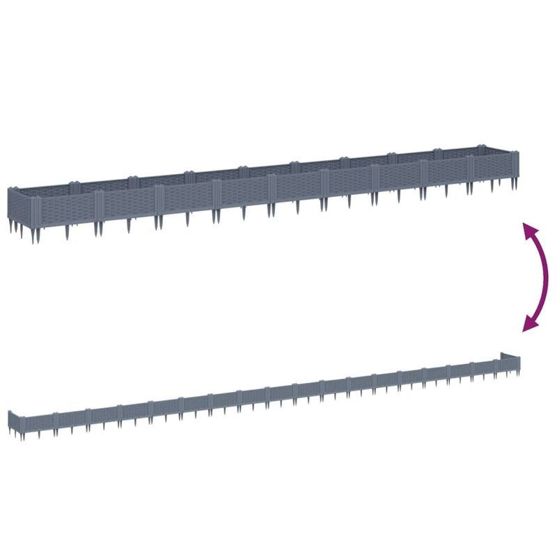 Casa si Gradina - Gradinarit si plante - Plante si ghivece - Ghivece si suporturi - Jardiniera de gradina cu tarusi, gri, 362,5x42,5x28,5 cm, PP - Infinity.ro