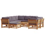 Casa si Gradina - Gradina si terasa - Mobilier exterior - Canapele si fotolii gradina - Set mobilier gradina cu perne, 10 piese, lemn masiv acacia, gri - Infinity.ro