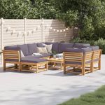 Casa si Gradina - Gradina si terasa - Mobilier exterior - Canapele si fotolii gradina - Set mobilier gradina cu perne, 10 piese, lemn masiv acacia, gri - Infinity.ro