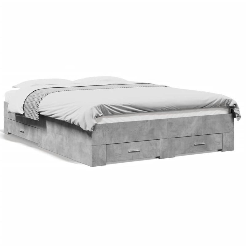 Casa si Gradina - Mobilier - Paturi si accesorii - Paturi - Cadru de pat cu sertare, gri beton, 120x190 cm, lemn prelucrat - Infinity.ro