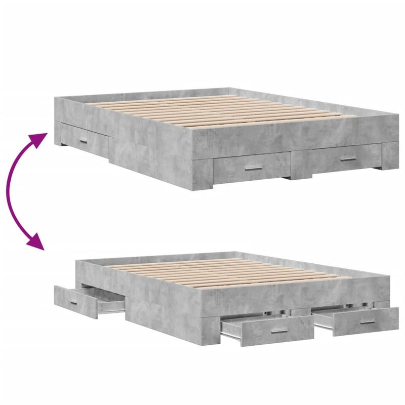 Casa si Gradina - Mobilier - Paturi si accesorii - Paturi - Cadru de pat cu sertare, gri beton, 120x190 cm, lemn prelucrat - Infinity.ro