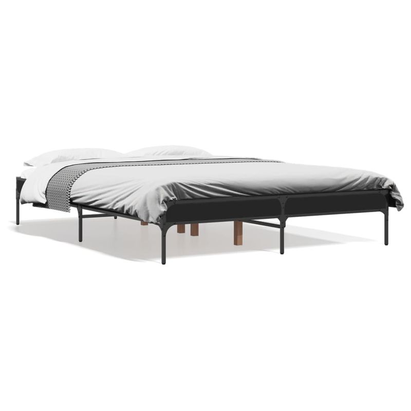 Casa si Gradina - Mobilier - Paturi si accesorii - Paturi - Cadru de pat, negru, 120x190 cm, lemn prelucrat si metal - Infinity.ro