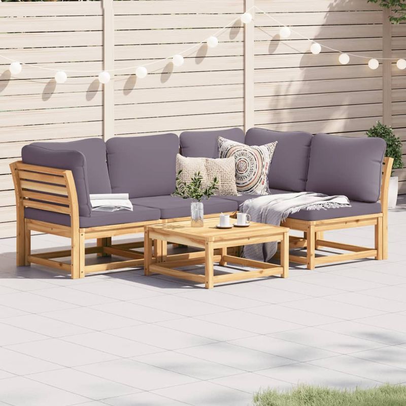 Casa si Gradina - Gradina si terasa - Mobilier exterior - Canapele si fotolii gradina - Set mobilier de gradina cu perne, 5 buc., lemn masiv acacia - Infinity.ro