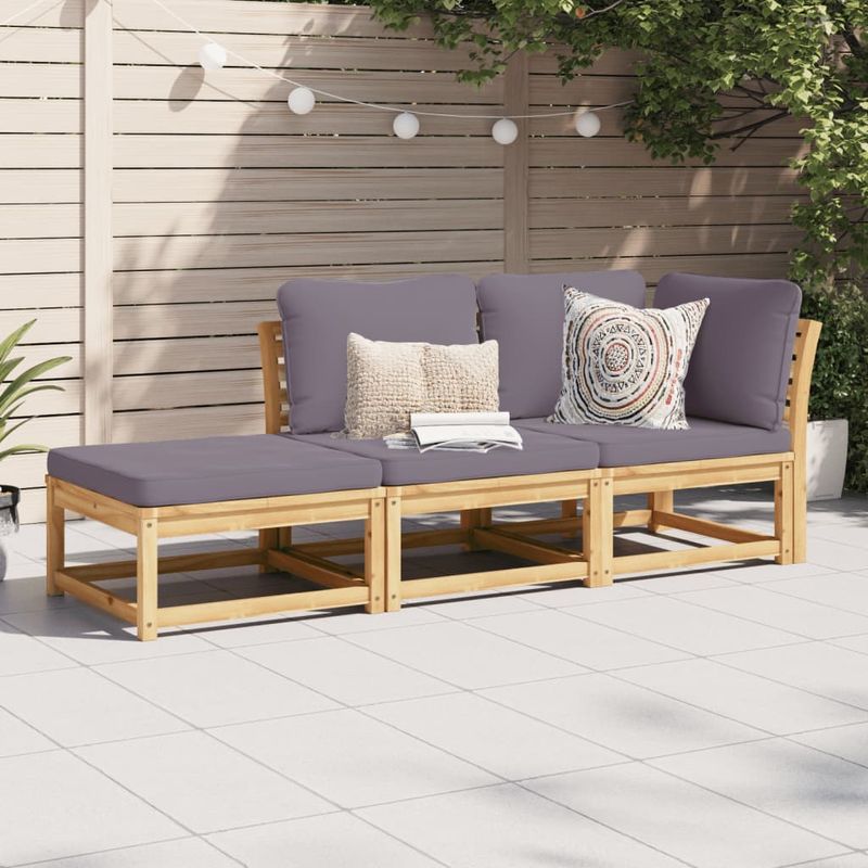 Casa si Gradina - Gradina si terasa - Mobilier exterior - Canapele si fotolii gradina - Set mobilier de gradina cu perne, 3 piese, lemn masiv acacia - Infinity.ro